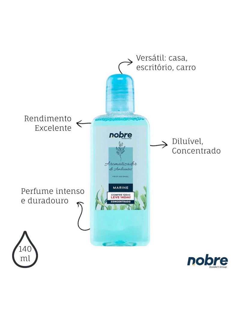 Kit 2 Aromatizantes De Ambiente 140ml Nobre - Marine Concentrado, Perfume Duradouro
