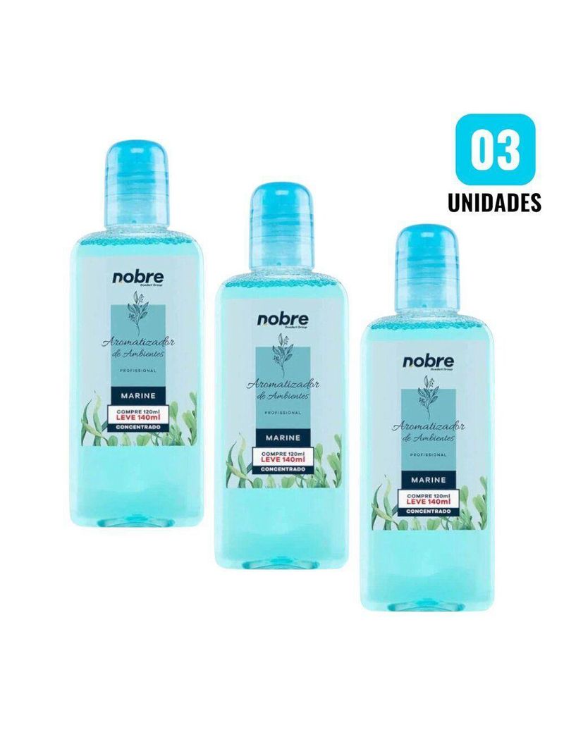 Kit 3 Aromatizantes De Ambiente 140ml Nobre - Marine Concentrado, Perfume Duradouro