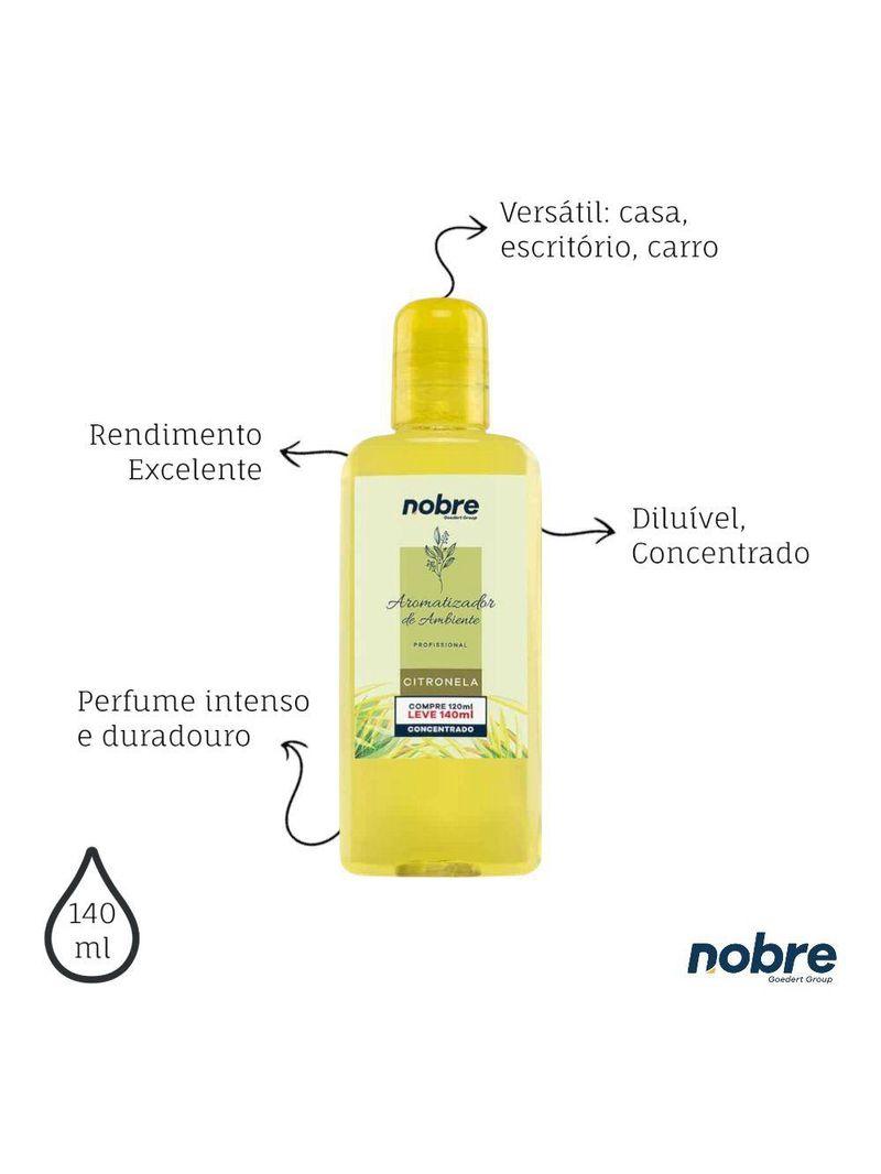 Kit 2 Aromatizantes De Ambiente 140ml Nobre - Citronela Concentrado, Perfume Duradouro