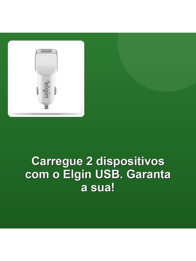 Carregador Veicular Elgin Usb 12v 2 Saídas