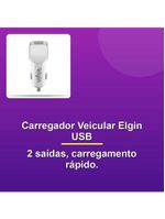 Carregador Veicular Elgin Usb 12v 2 Saídas