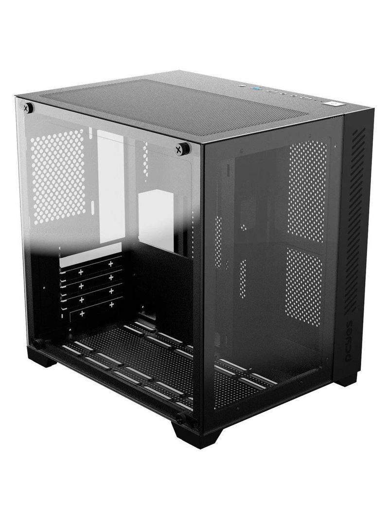 Gabinete Gamer Forcefield Black Vulcan Vidro Pcyes