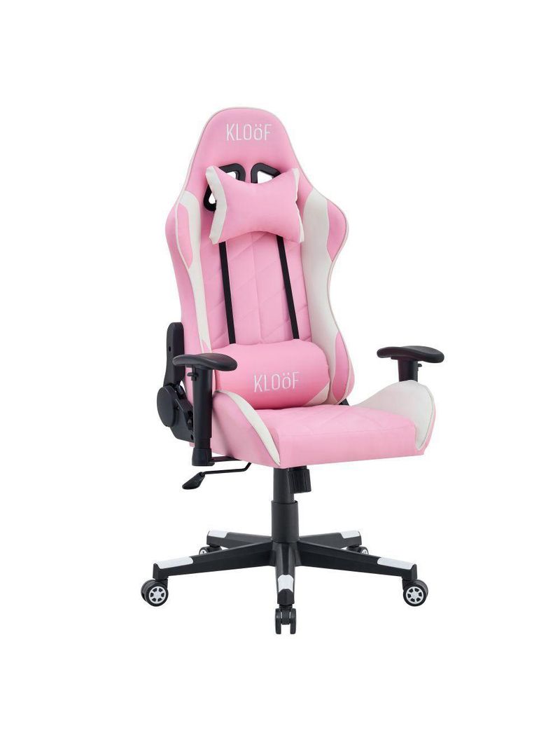 Cadeira Giratória Gamer Reclinável Kl3 Branco E Rosa