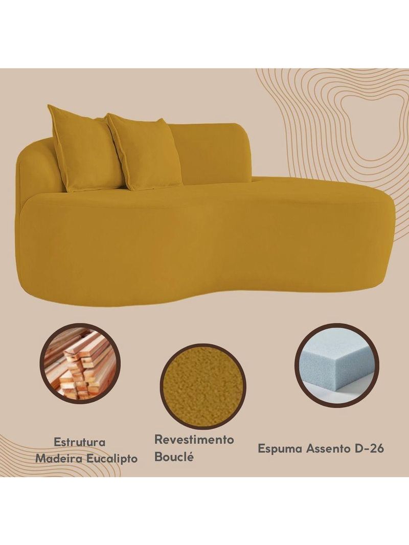 Sofá Moderno 2 Lugares Sala E Recepção Bouclé Cor:mostarda