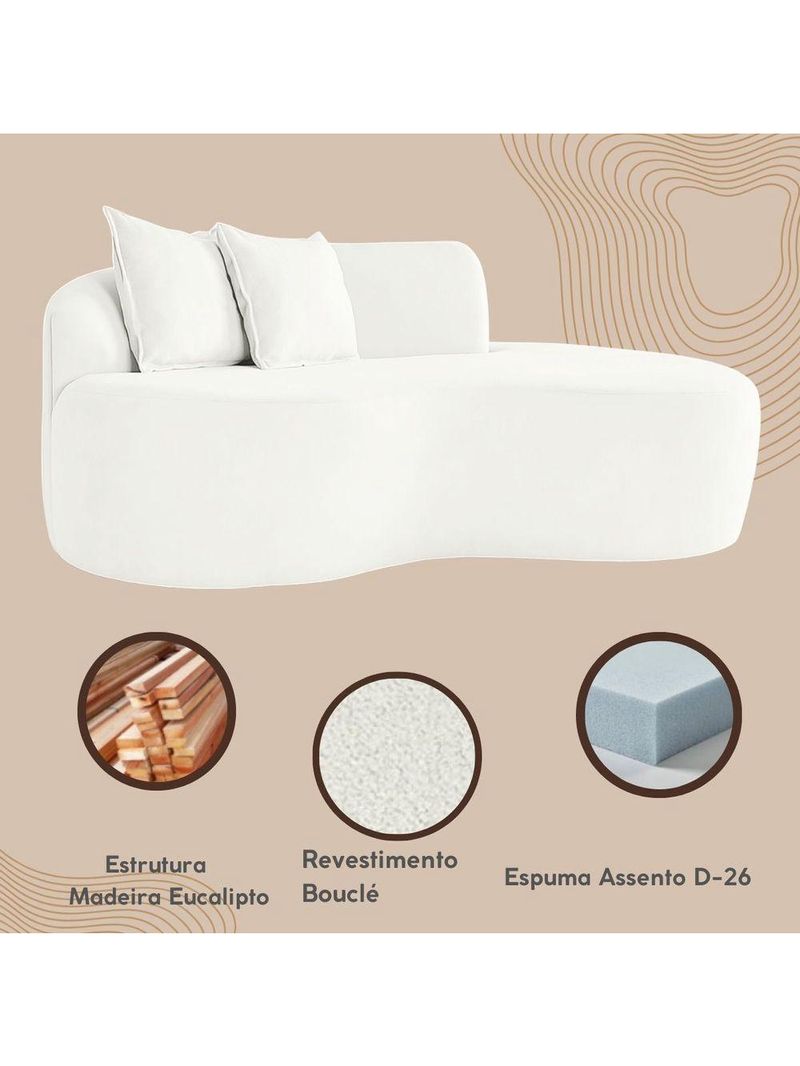 Sofá Moderno 2 Lugares Sala E Recepção Bouclé Cor:branco
