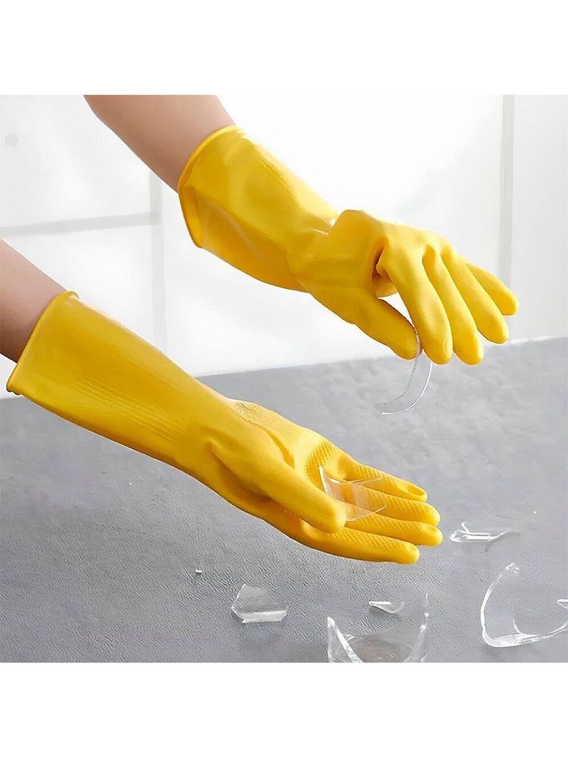 Kit 3 Pares De Luvas Nobre Látex M P- Agentes Químicos Resistente E Segura Amarelo