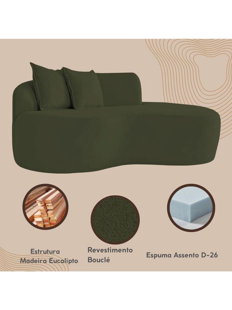 Sofá Moderno 2 Lugares Sala E Recepção Bouclé Cor:verde Musgo