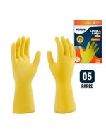 Kit 5 Pares De Luvas Nobre Látex P P- Agentes Químicos Resistente E Segura Amarelo