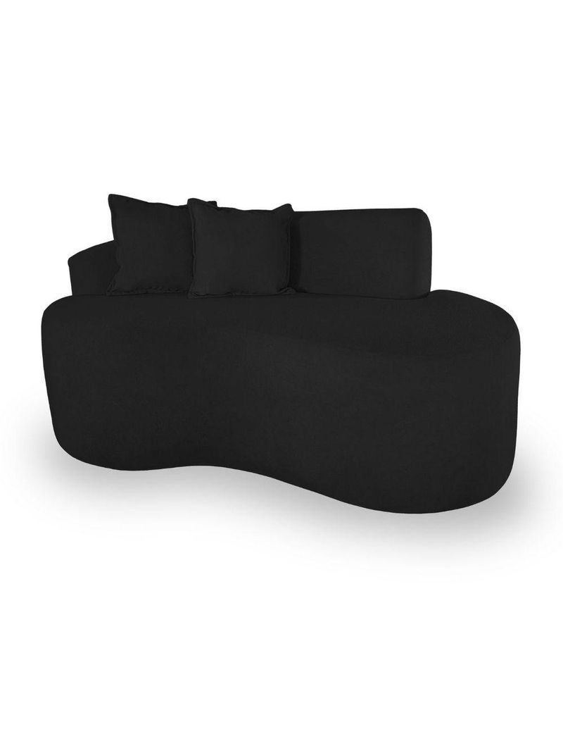 Sofá Moderno 2 Lugares Sala E Recepção Bouclé Cor:preto