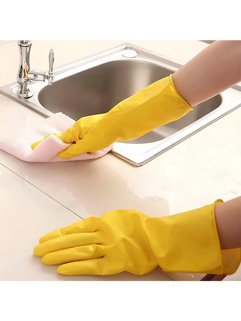 Kit 5 Pares De Luvas Nobre Látex P P- Agentes Químicos Resistente E Segura Amarelo