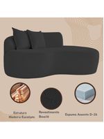 Sofá Moderno 2 Lugares Sala E Recepção Bouclé Cor:preto