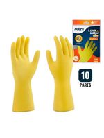Kit 10 Pares De Luvas Nobre Látex P P- Agentes Químicos Resistente E Segura Amarelo
