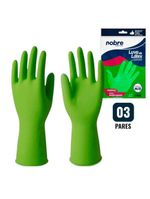 Kit 3 Pares De Luvas Nobre Látex M P- Agentes Químicos Resistente E Segura Verde