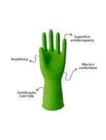Kit 3 Pares De Luvas Nobre Látex M P- Agentes Químicos Resistente E Segura Verde