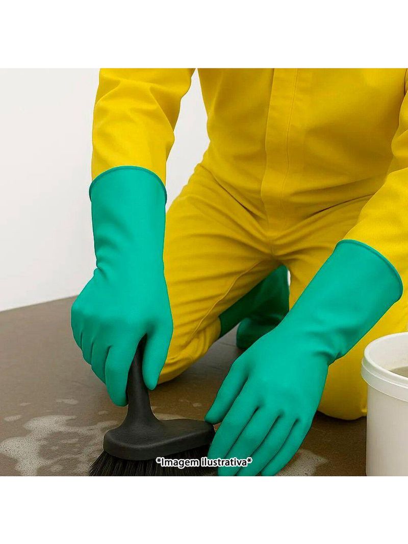 Kit 3 Pares De Luvas Nobre Látex M P- Agentes Químicos Resistente E Segura Verde