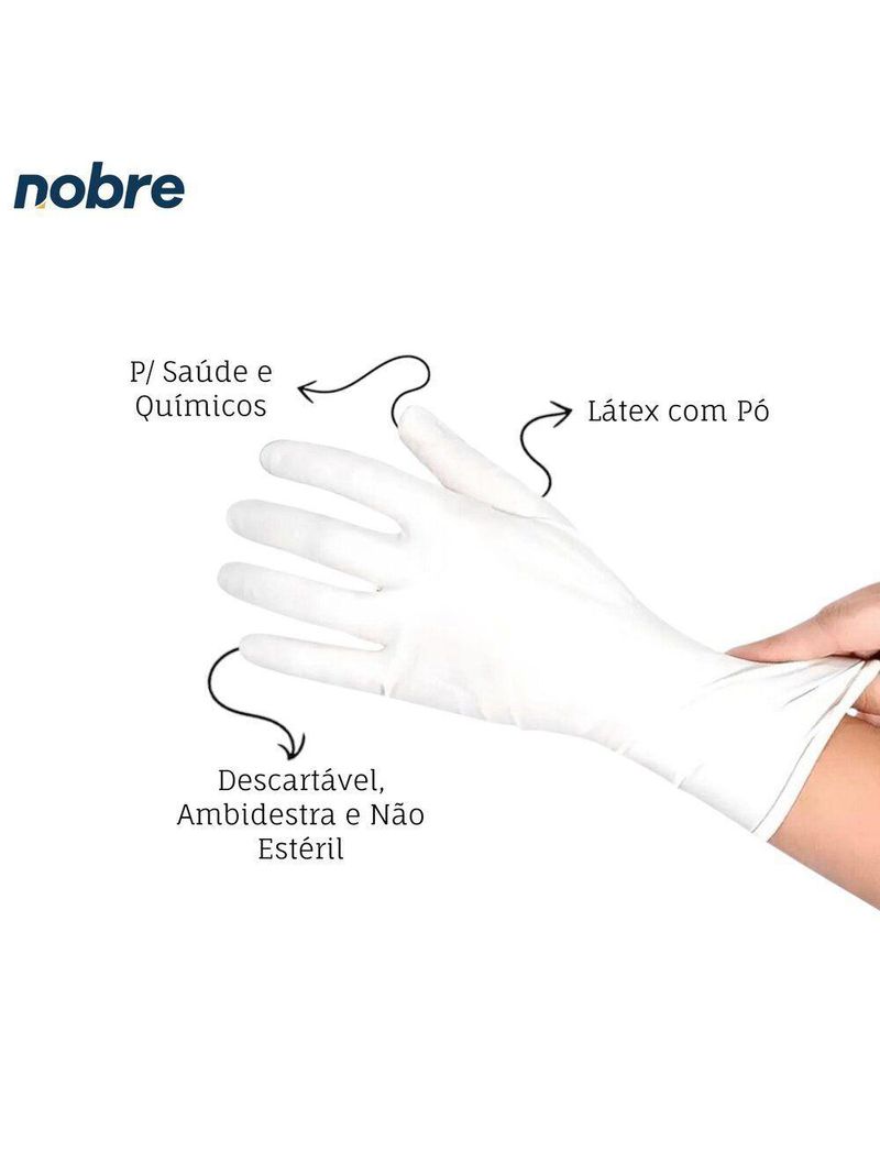 Caixa Com 100 Luvas Látex Com Pó G Nobre Saúde E Químicos Descartável Branca