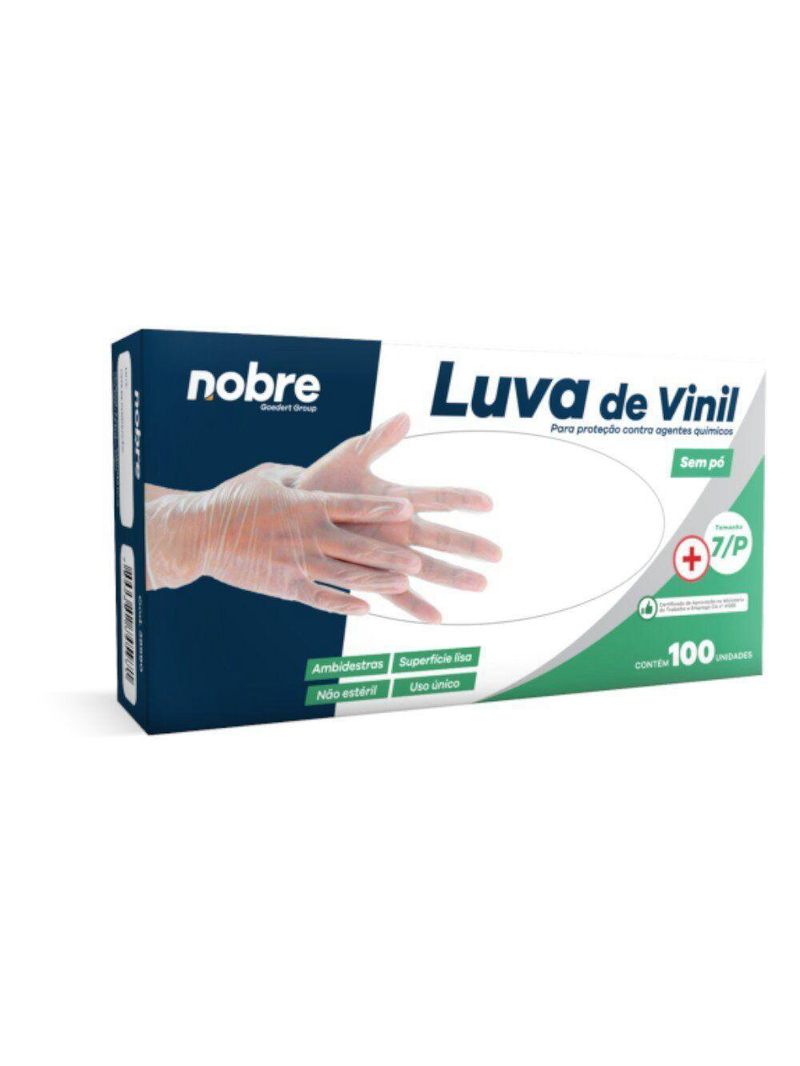 Caixa Com 100 Luvas Vinil S- Pó P Nobre Ca 41265 P- Químicos E Saúde Transparente