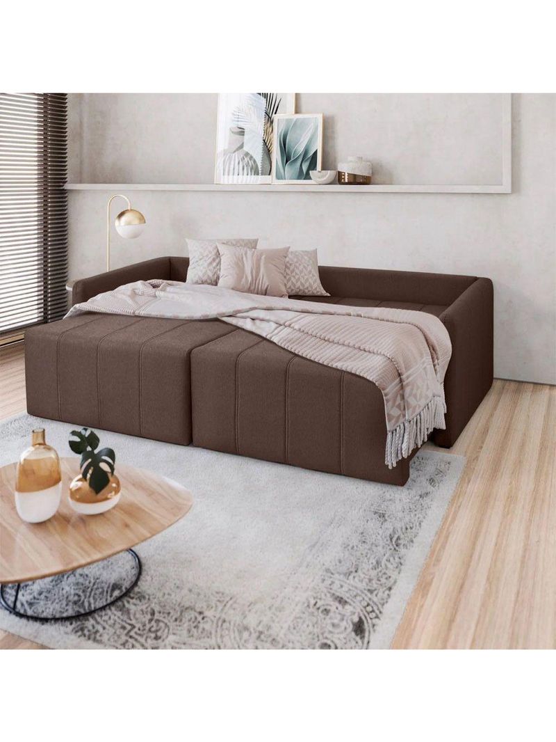 Sofá Cama Montana Retrátil E Reclinável 3 Lugares Sofatec Avelã