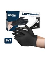 Caixa Com 100 Luvas Tpe Sem Pó Descartável P Preta Nobre Nobreflex Para Alimentos