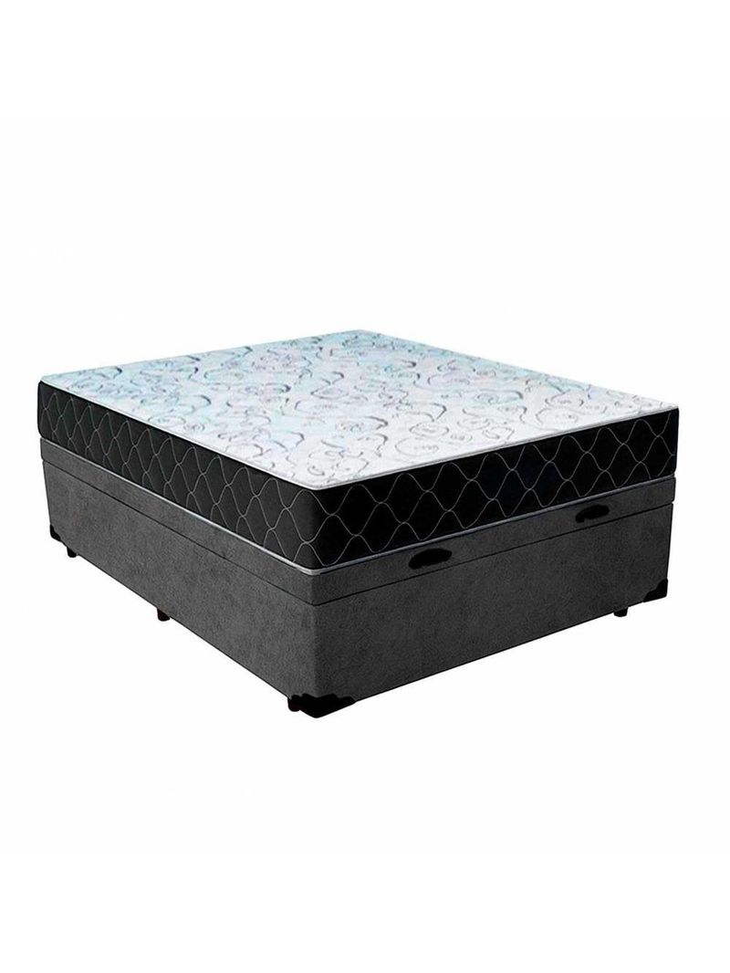 Cama Box Baú Casal 138 Suede Cinza Com Colchão Espuma D33 Marrocos 30cm