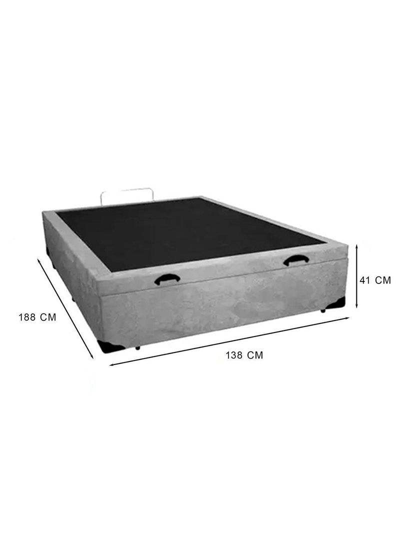 Cama Box Baú Casal 138 Suede Cinza Com Colchão Espuma D33 Marrocos 30cm