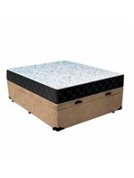 Cama Box Baú Casal 138 Suede Bege Com Colchão Espuma D33 Marrocos 30cm