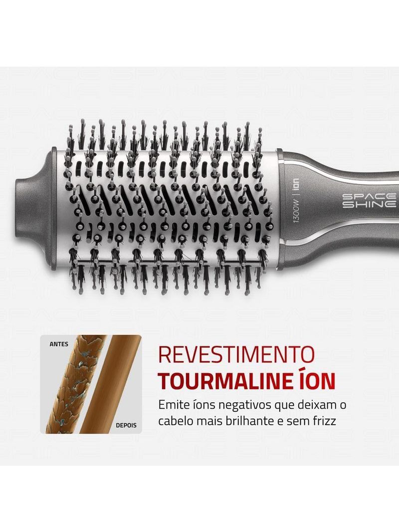 Escova secadora mondial space shine es-20 tourmaline Íon 1300w bivolt grafite
