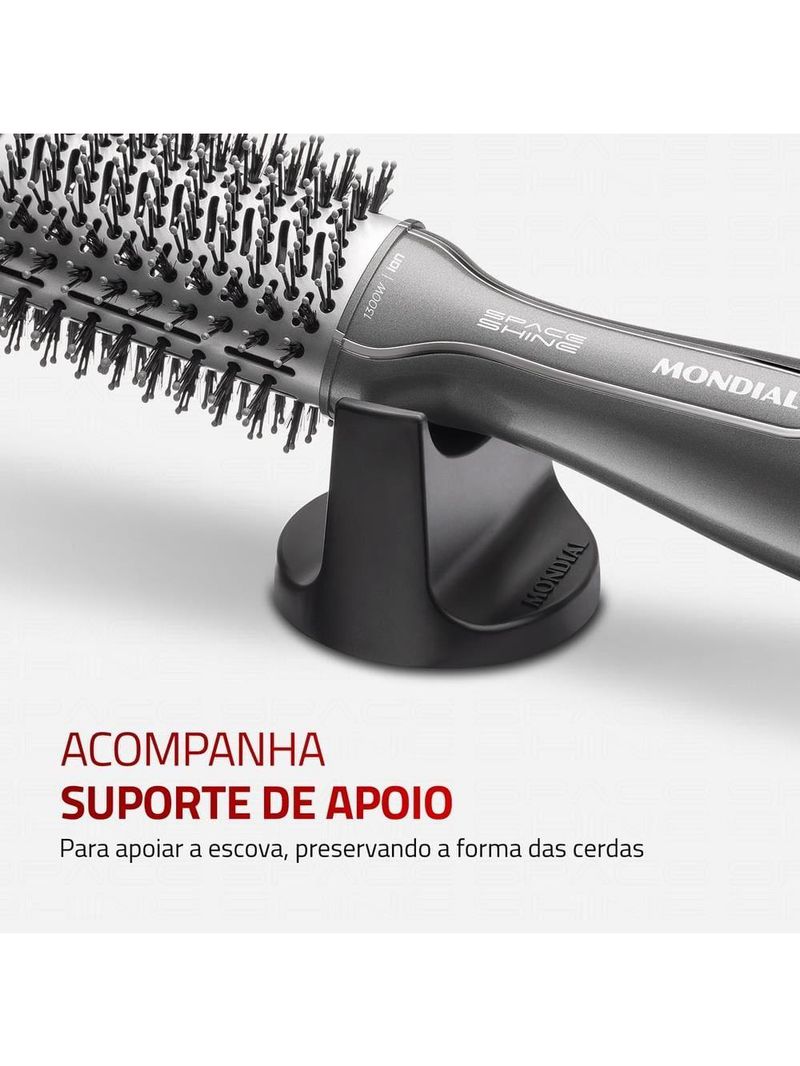 Escova secadora mondial space shine es-20 tourmaline Íon 1300w bivolt grafite