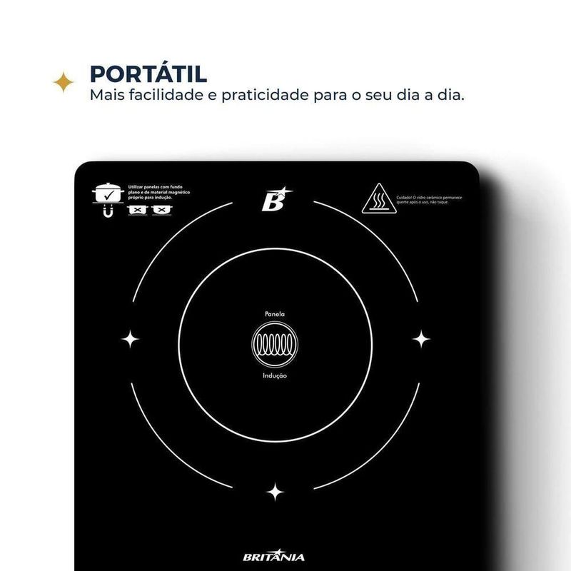 Cooktop Portátil De Indução Britânia BCT10A 110V