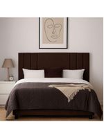 Cabeceira Linho Solteiro 90 Cm Cama Box Frame Estofada Marrom