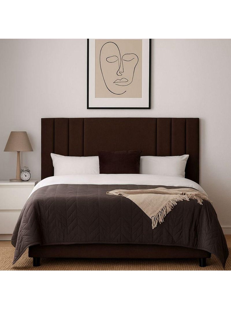 Cabeceira Linho Solteiro 90 Cm Cama Box Frame Estofada Marrom