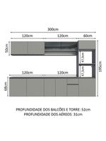 Armário de cozinha completa 300 cm suspenso nice madesa 03