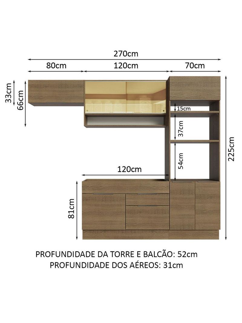 Armário de cozinha completa 270cm stella madesa 09