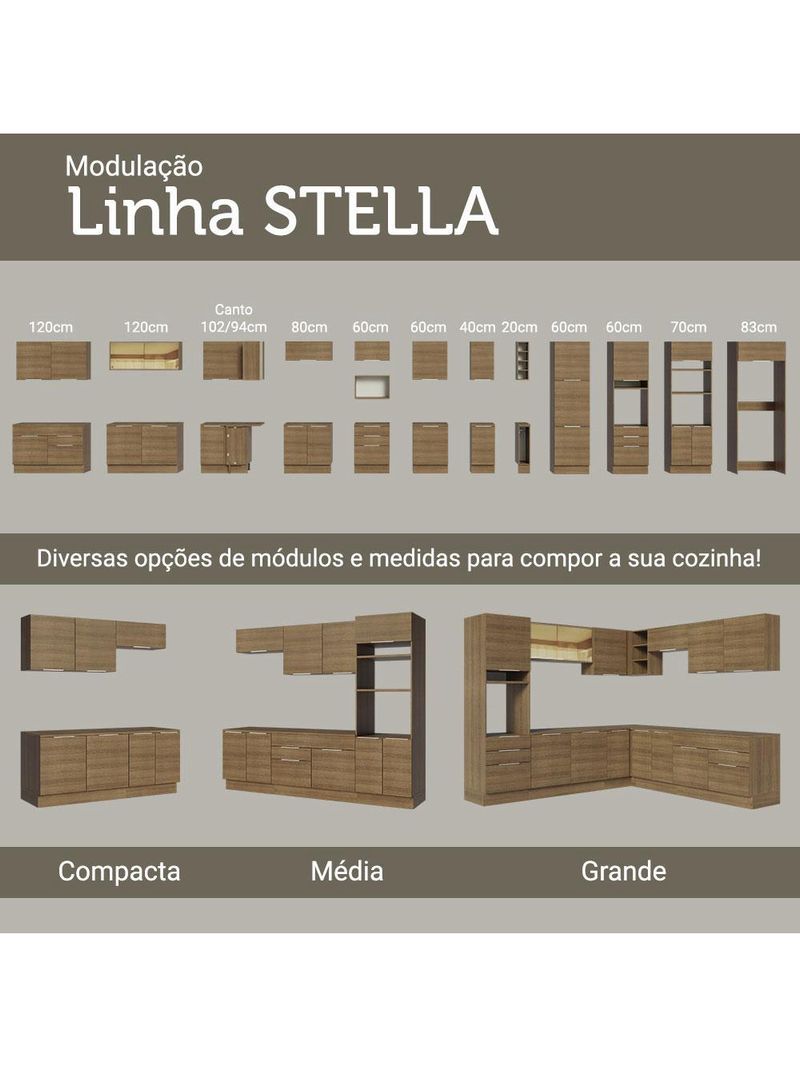 Armário de cozinha completa 270cm stella madesa 09