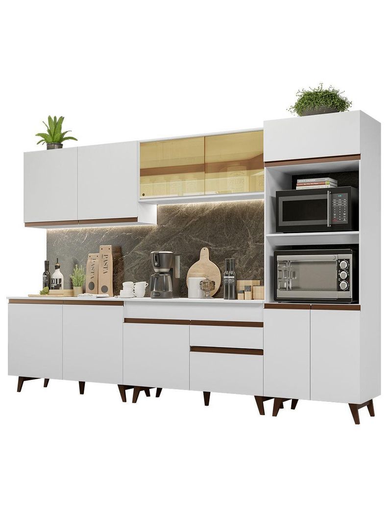 Armário de cozinha completa 310cm branco reims madesa xa01