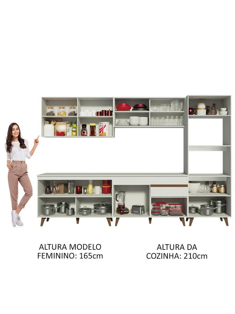 Armário de cozinha completa 310cm branco reims madesa xa01