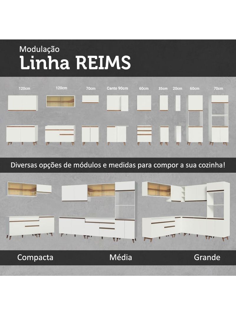 Armário de cozinha completa 310cm branco reims madesa xa01