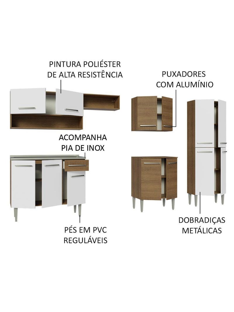 Armário de cozinha completa 293cm com pia emilly madesa 09
