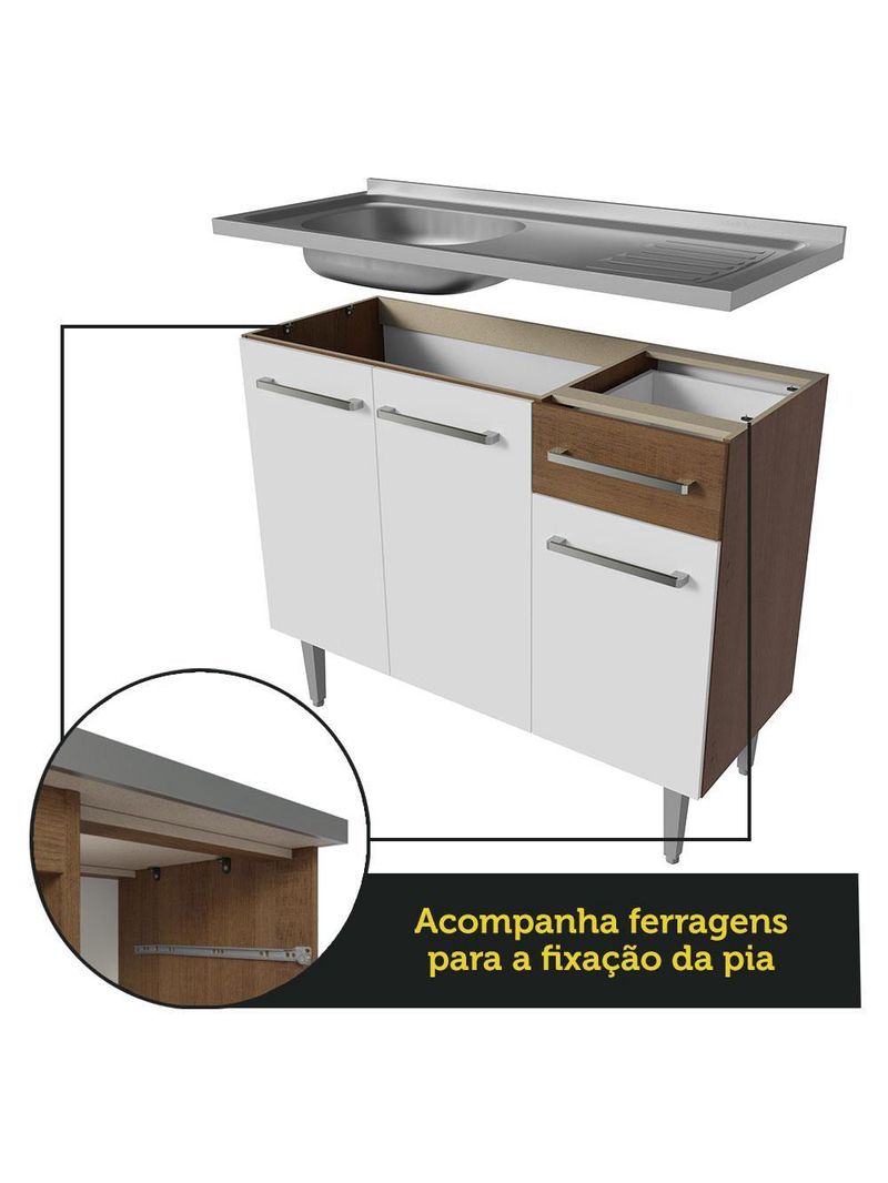 Armário de cozinha completa 293cm com pia emilly madesa 09