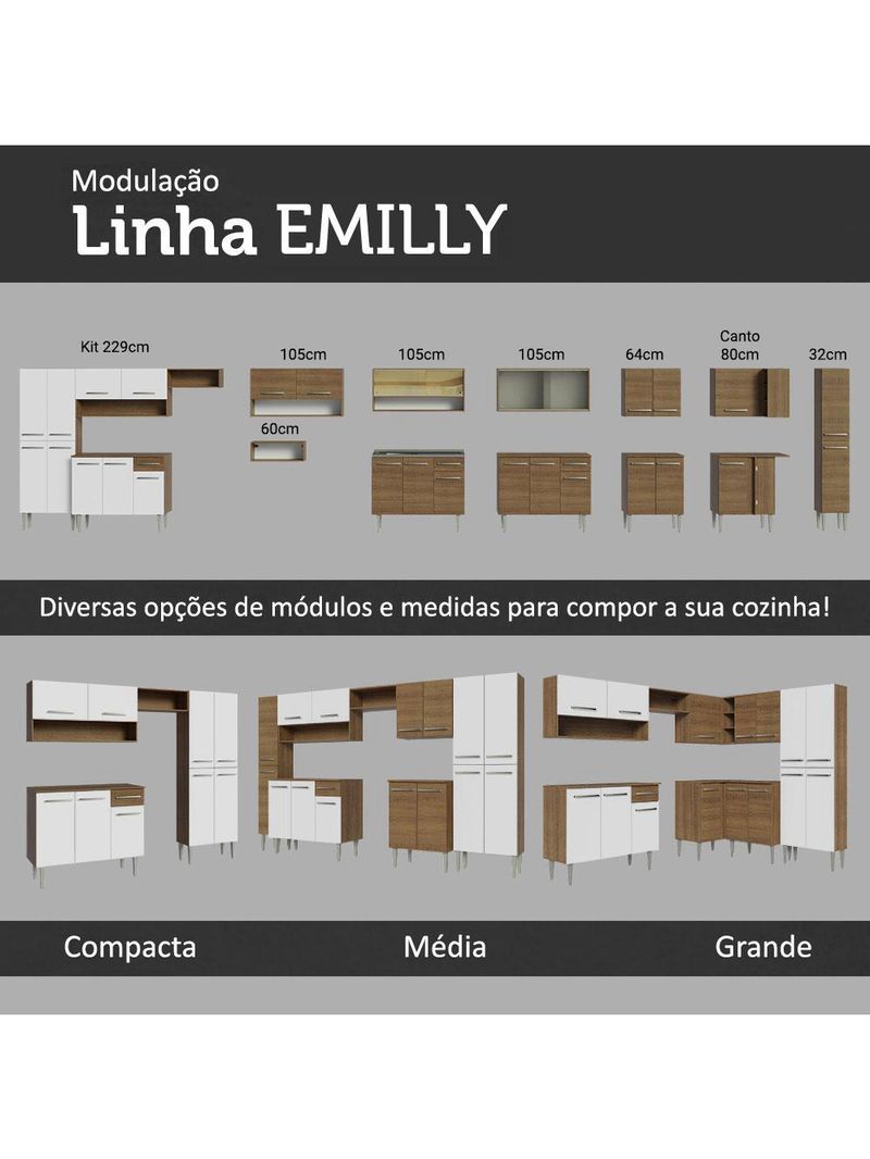 Armário de cozinha completa 293cm com pia emilly madesa 09