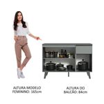 Balcão armário de cozinha 3 portas 1 gaveta com pés cinza nice madesa