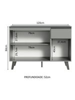 Balcão armário de cozinha 3 portas 1 gaveta com pés cinza nice madesa
