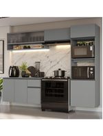 Armário de cozinha completa suspenso 260cm cinza nice madesa 11