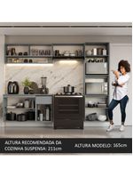 Armário de cozinha completa suspenso 260cm cinza nice madesa 11