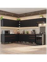 Armário de cozinha completa de canto 512cm preto reims madesa 01