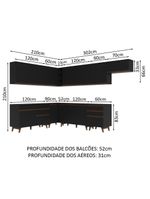 Armário de cozinha completa de canto 512cm preto reims madesa 01