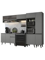 Armário de cozinha completa 300cm cinza nice madesa 08
