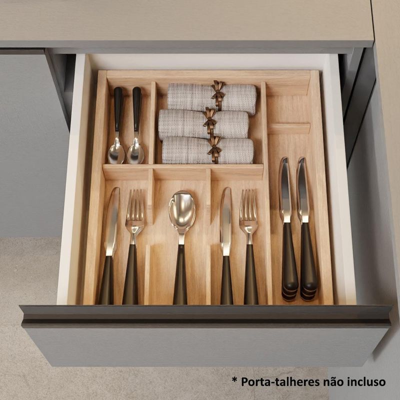 Armário de cozinha completa 300cm cinza nice madesa 08