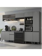 Armário de cozinha completa 300cm cinza nice madesa 08