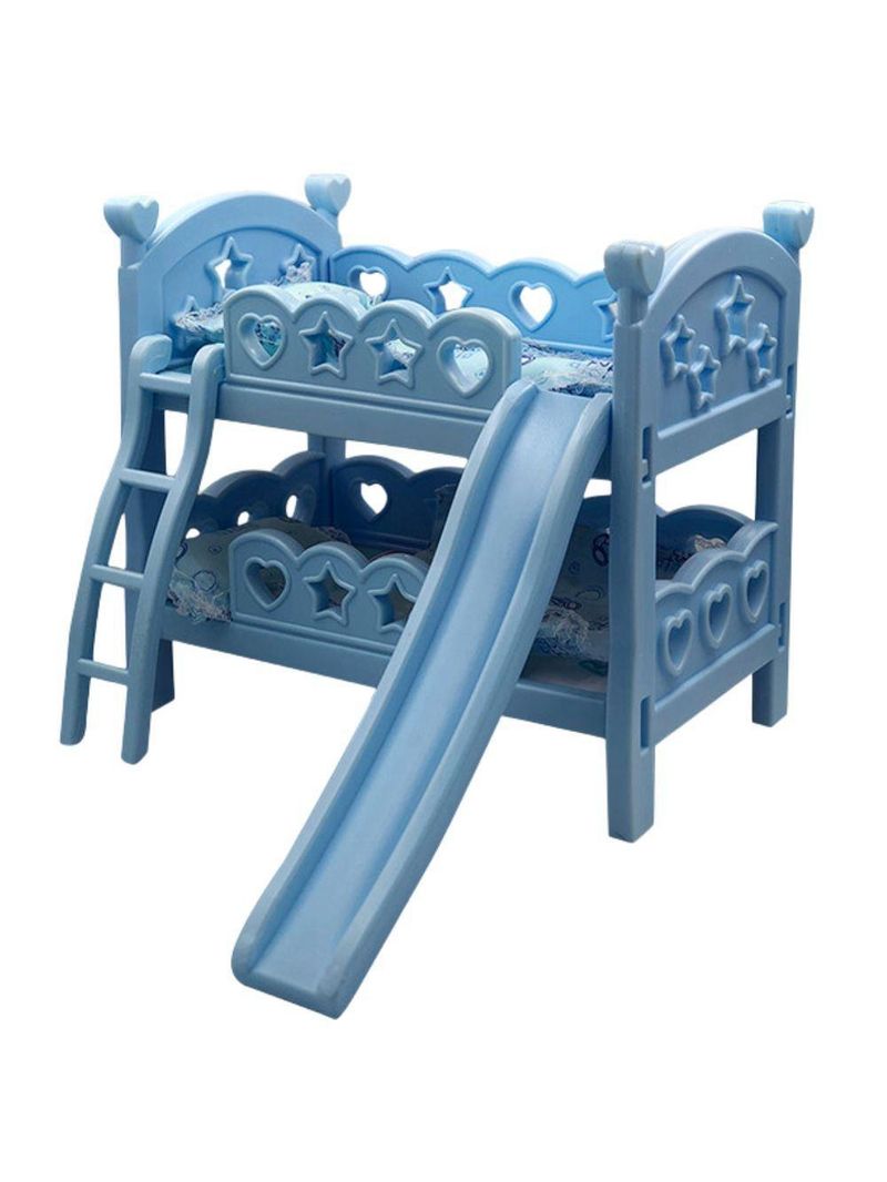 Mini Berço De Brinquedo Infantil Com Escorregador Azul